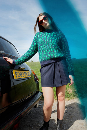 RETORICA STRIPED MINI SKIRT NAVY