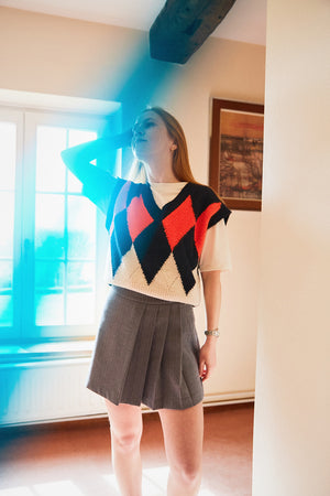 RETORICA STRIPED MINI SKIRT GREY
