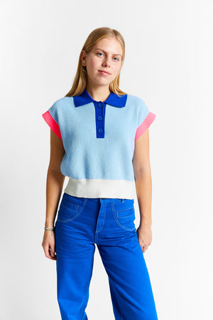 SEYCHELLES POLO DEBARDEUR BLUE