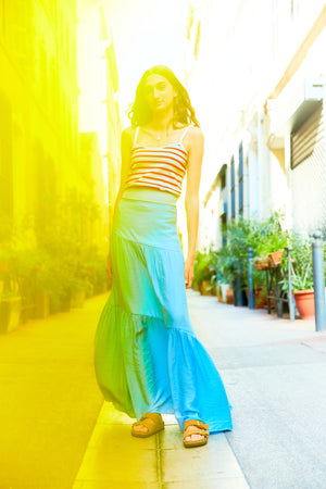 JUPE MAXI SHAKER BLEU