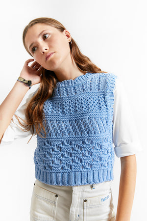 PALOMA KNIT-DEBARDEUR BLUE