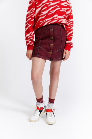 JUPE EN JEAN KRISTEN ROUGE
