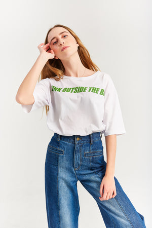 T-SHIRT KING THINK BLANC