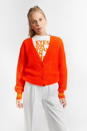 CARDIGAN EN MAILLE LIGOURA ROUGE