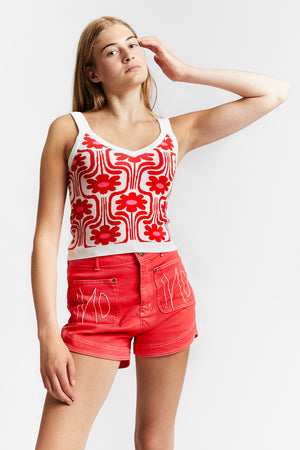 CROP TOP EN MAILLE NEMO ROUGE