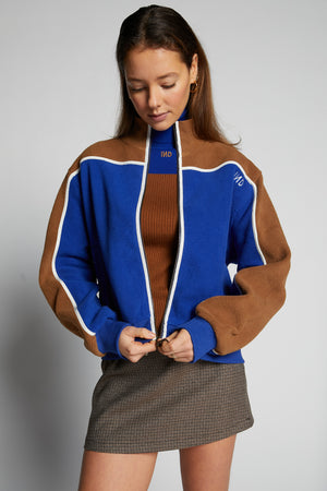 WAFFLE FLEECE JACKET ROYAL BLUE