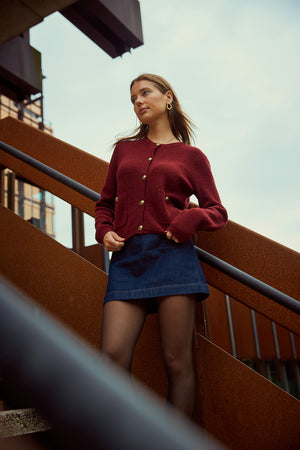 TOURS KNIT CARDIGAN MERLOT