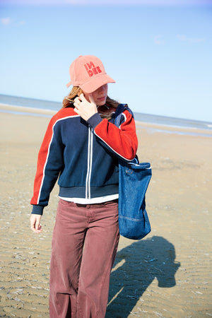 WAFFLE FLEECE JACKET NAVY