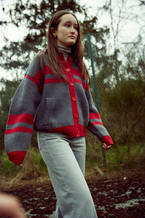 TALENT KNIT CARDIGAN RED