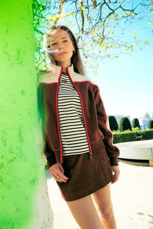 WAFFLE FLEECE JACKET COFFEE