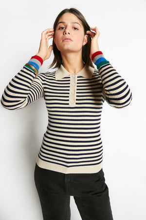 WALLABY POLO KNIT SWEATER NAVY