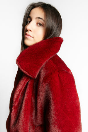 WEATHER FAUX FUR JACKET MERLOT RED