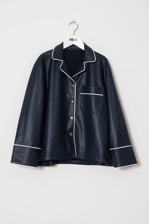 WIEN FAUX LEATHER JACKET NAVY