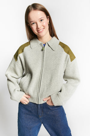 WILLIE POLO KNIT JACKET GREY MELANGE